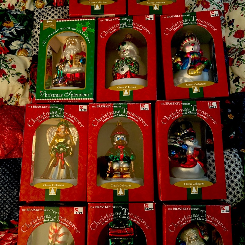 Blown plastic ornaments $3 each or all 11 for &28